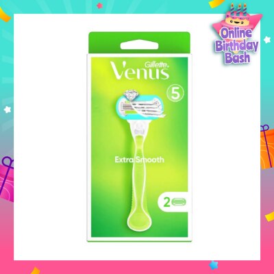 GILLETTE VENUS Extra Smooth Women's Razor Packset consists Handle 1s + Refill 2s (Designed to Avoid Rust)