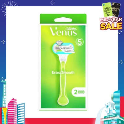 GILLETTE VENUS Extra Smooth Women's Razor Packset consists Handle 1s + Refill 2s (Designed to Avoid Rust)