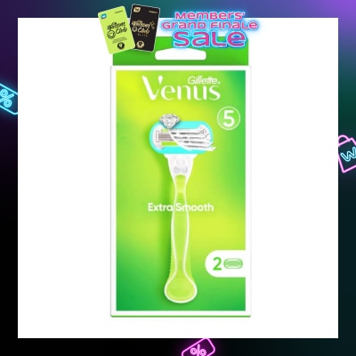 GILLETTE VENUS Extra Smooth Women's Razor Packset consists Handle 1s + Refill 2s (Designed to Avoid Rust)