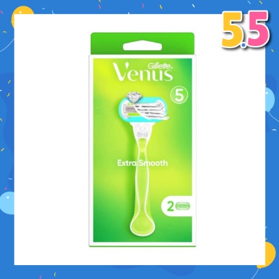 GILLETTE VENUS Extra Smooth Women's Razor Packset consists Handle 1s + Refill 2s (Designed to Avoid Rust)