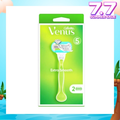 GILLETTE VENUS Extra Smooth Women's Razor Packset consists Handle 1s + Refill 2s (Designed to Avoid Rust)