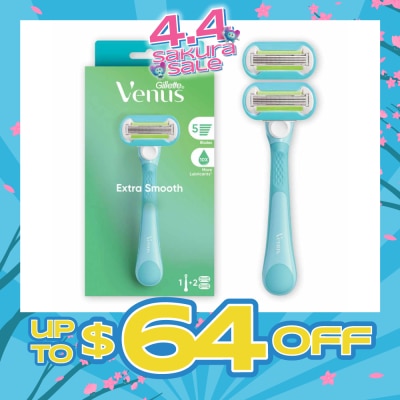 GILLETTE VENUS - Extra Smooth Women's Razor Packset consists Handle 1s + Refill 2s (Designed to Avoid Rust)