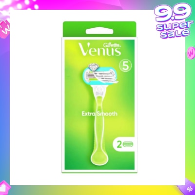 GILLETTE VENUS Extra Smooth Women's Razor Packset consists Handle 1s + Refill 2s (Designed to Avoid Rust)