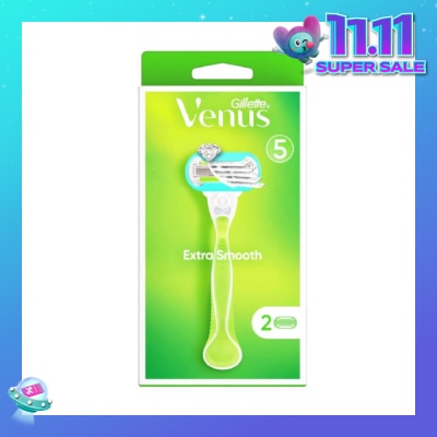 GILLETTE VENUS Extra Smooth Women's Razor Packset consists Handle 1s + Refill 2s (Designed to Avoid Rust)