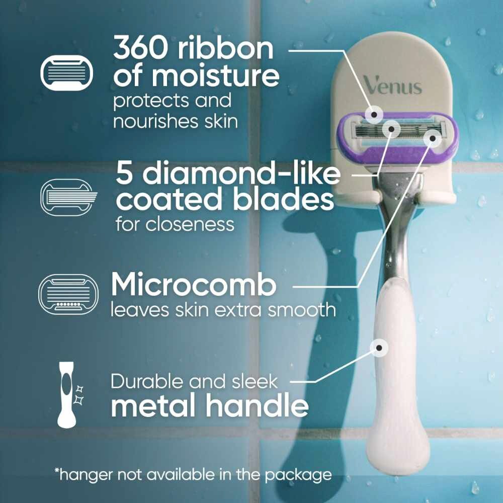 Deluxe Smooth Platinum Women's Razor Packset consists Handle 1s + Refill 2s (Designed to Avoid Rust)