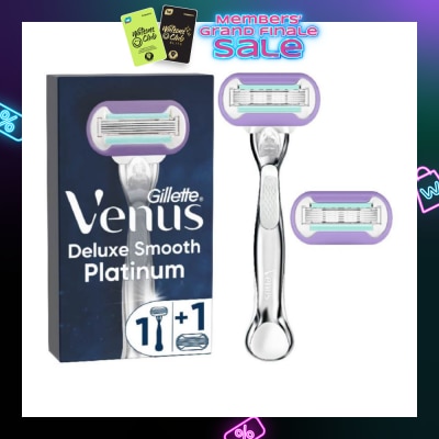 GILLETTE VENUS Deluxe Smooth Platinum Women's Razor Packset consists Handle 1s + Refill 2s (Designed to Avoid Rust)
