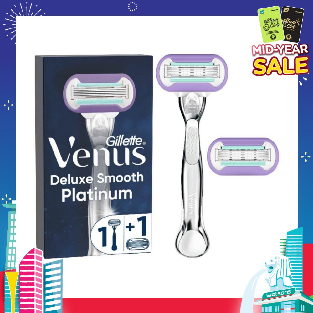 Deluxe Smooth Platinum Women's Razor Packset consists Handle 1s + Refill 2s (Designed to Avoid Rust)