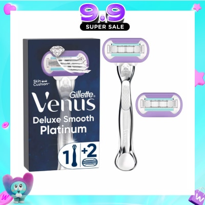 GILLETTE VENUS - Deluxe Smooth Platinum Women's Razor Packset consists Handle 1s + Refill 2s (Designed to Avoid Rust) image