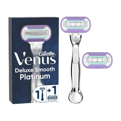 GILLETTE VENUS Deluxe Smooth Platinum Women's Razor Packset consists Handle 1s + Refill 2s (Designed to Avoid Rust)