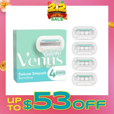 GILLETTE VENUS Deluxe Smooth Sensitive Blade Refill (Designed to Avoid Rust) 4s