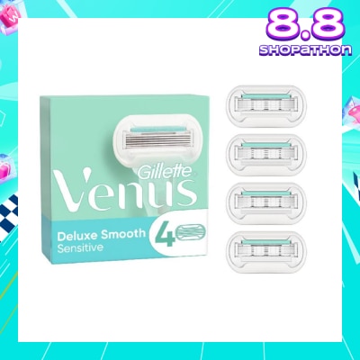 GILLETTE VENUS Deluxe Smooth Sensitive Blade Refill (Designed to Avoid Rust) 4s