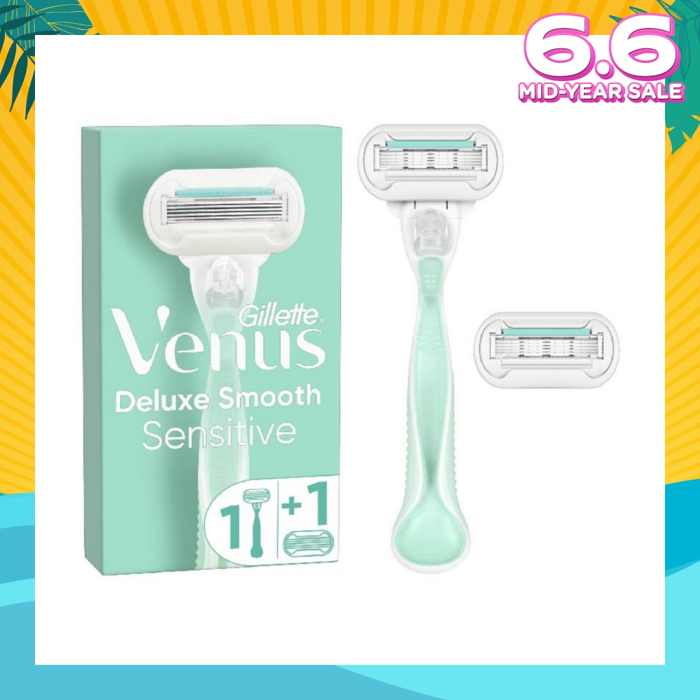 Deluxe Smooth Sensitive Women's Razor Packset consists Handle 1s + Refill 2s (Designed to Avoid Rust)