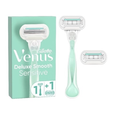 GILLETTE VENUS Deluxe Smooth Sensitive Women's Razor Packset consists Handle 1s + Refill 2s (Designed to Avoid Rust)