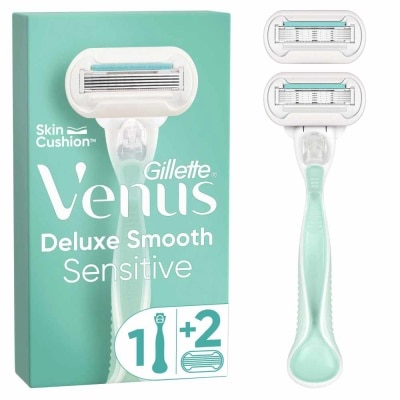 GILLETTE VENUS - Deluxe Smooth Sensitive Women's Razor Packset consists Handle 1s + Refill 2s (Designed to Avoid Rust)