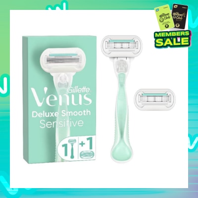 GILLETTE VENUS Deluxe Smooth Sensitive Women's Razor Packset consists Handle 1s + Refill 2s (Designed to Avoid Rust)