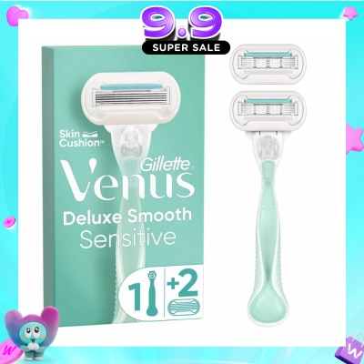 GILLETTE VENUS - Deluxe Smooth Sensitive Women's Razor Packset consists Handle 1s + Refill 2s (Designed to Avoid Rust) image