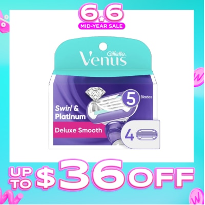GILLETTE VENUS - Deluxe Smooth Swirl & Platinum Blade Refill (Designed to Avoid Rust) 4s