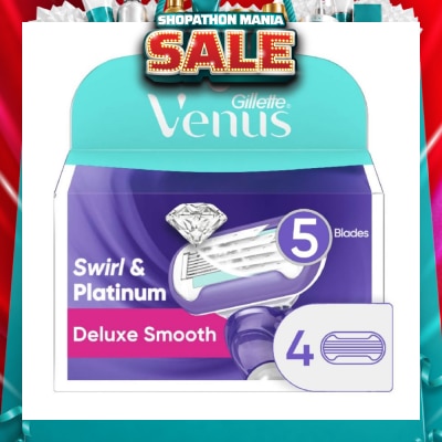 GILLETTE VENUS - Deluxe Smooth Swirl & Platinum Blade Refill (Designed to Avoid Rust) 4s
