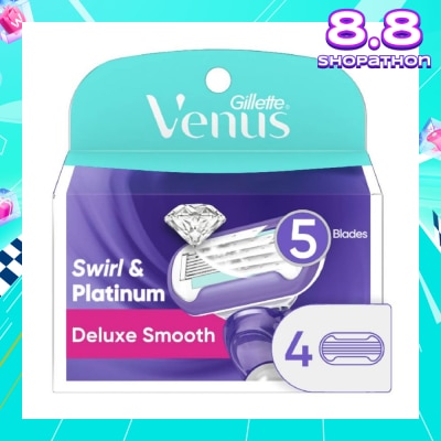 GILLETTE VENUS Deluxe Smooth Swirl & Platinum Blade Refill (Designed to Avoid Rust) 4s