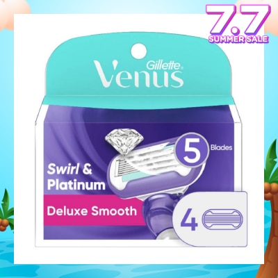 GILLETTE VENUS Deluxe Smooth Swirl & Platinum Blade Refill (Designed to Avoid Rust) 4s