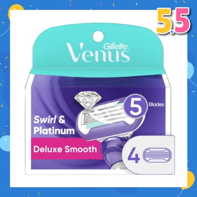 GILLETTE VENUS Deluxe Smooth Swirl & Platinum Blade Refill (Designed to Avoid Rust) 4s