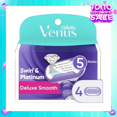GILLETTE VENUS Deluxe Smooth Swirl & Platinum Blade Refill (Designed to Avoid Rust) 4s