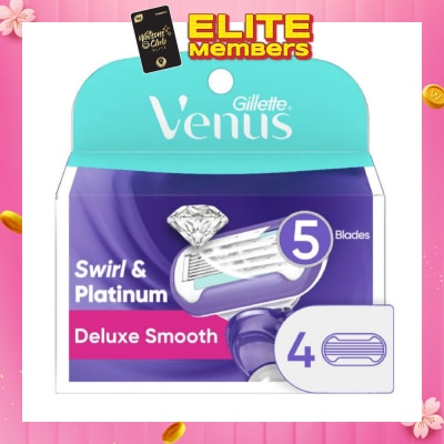 GILLETTE VENUS Deluxe Smooth Swirl & Platinum Blade Refill (Designed to Avoid Rust) 4s