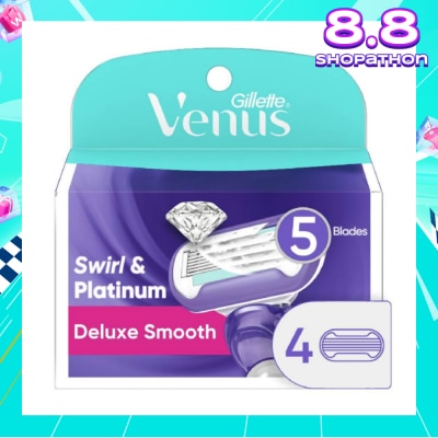 GILLETTE VENUS Deluxe Smooth Swirl & Platinum Blade Refill (Designed to Avoid Rust) 4s