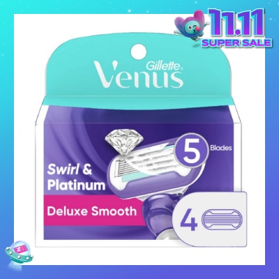 GILLETTE VENUS Deluxe Smooth Swirl & Platinum Blade Refill (Designed to Avoid Rust) 4s