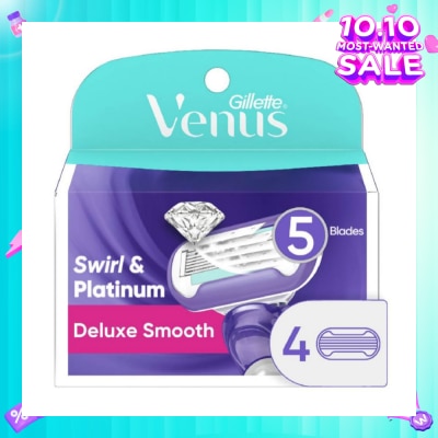 GILLETTE VENUS Deluxe Smooth Swirl & Platinum Blade Refill (Designed to Avoid Rust) 4s