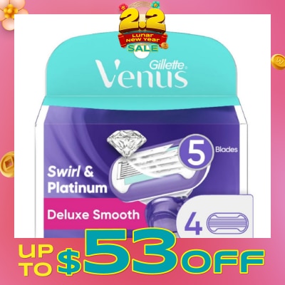 GILLETTE VENUS Deluxe Smooth Swirl & Platinum Blade Refill (Designed to Avoid Rust) 4s