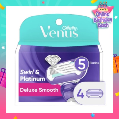 GILLETTE VENUS Deluxe Smooth Swirl & Platinum Blade Refill (Designed to Avoid Rust) 4s