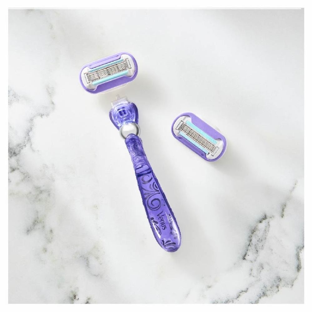 Deluxe Smooth Swirl Women's Razor Packset consists Handle 1s + Refill 2s (Designed to Avoid Rust)