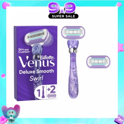 GILLETTE VENUS - Deluxe Smooth Swirl Women's Razor Packset consists Handle 1s + Refill 2s (Designed to Avoid Rust) image