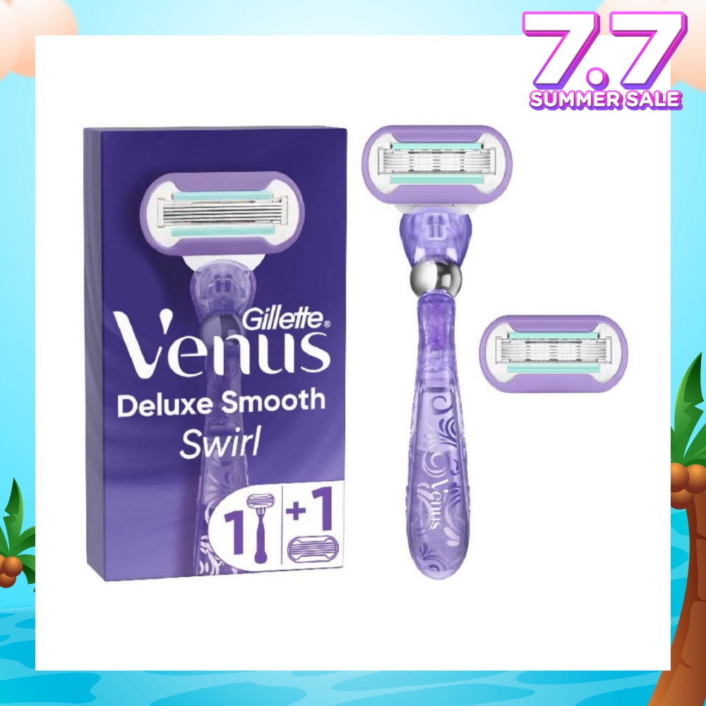 Deluxe Smooth Swirl Women's Razor Packset consists Handle 1s + Refill 2s (Designed to Avoid Rust)