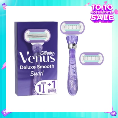 GILLETTE VENUS Deluxe Smooth Swirl Women's Razor Packset consists Handle 1s + Refill 2s (Designed to Avoid Rust)