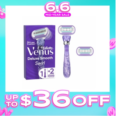 GILLETTE VENUS - Deluxe Smooth Swirl Women's Razor Packset consists Handle 1s + Refill 2s (Designed to Avoid Rust)