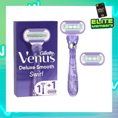 GILLETTE VENUS Deluxe Smooth Swirl Women's Razor Packset consists Handle 1s + Refill 2s (Designed to Avoid Rust)