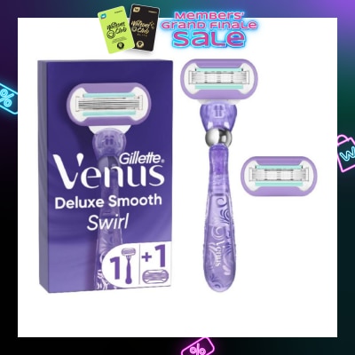 GILLETTE VENUS Deluxe Smooth Swirl Women's Razor Packset consists Handle 1s + Refill 2s (Designed to Avoid Rust)