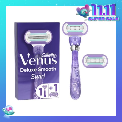 GILLETTE VENUS Deluxe Smooth Swirl Women's Razor Packset consists Handle 1s + Refill 2s (Designed to Avoid Rust)