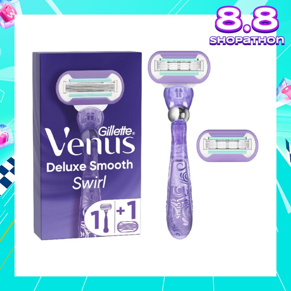 Deluxe Smooth Swirl Women's Razor Packset consists Handle 1s + Refill 2s (Designed to Avoid Rust)