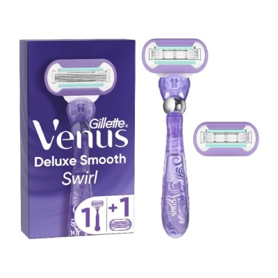 GILLETTE VENUS Deluxe Smooth Swirl Women's Razor Packset consists Handle 1s + Refill 2s (Designed to Avoid Rust)