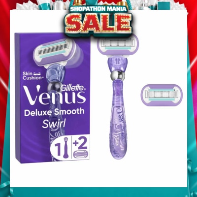 GILLETTE VENUS - Deluxe Smooth Swirl Women's Razor Packset consists Handle 1s + Refill 2s (Designed to Avoid Rust)
