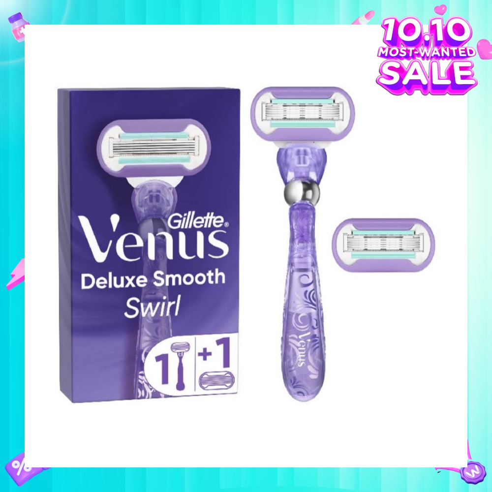 Deluxe Smooth Swirl Women's Razor Packset consists Handle 1s + Refill 2s (Designed to Avoid Rust)