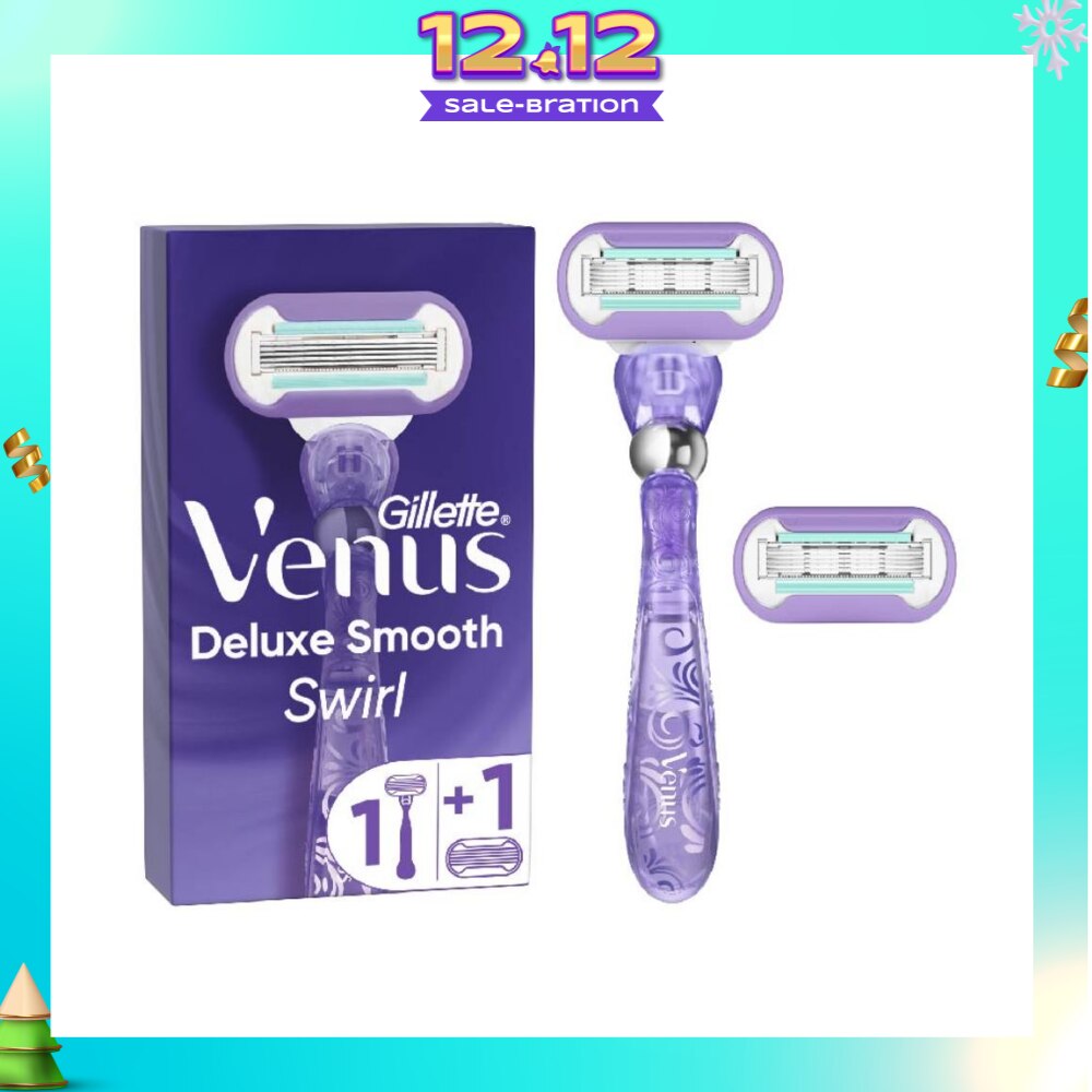 Deluxe Smooth Swirl Women's Razor Packset consists Handle 1s + Refill 2s (Designed to Avoid Rust)