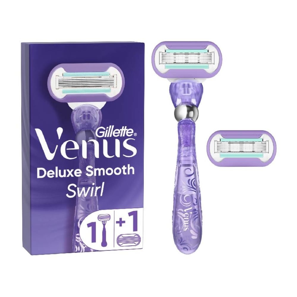 Deluxe Smooth Swirl Women's Razor Packset consists Handle 1s + Refill 2s (Designed to Avoid Rust)