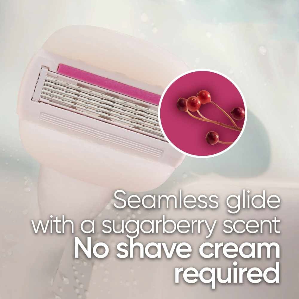 with OLAY Comfortglide Sugarberry Women's Razor Packset consist Handle 1s + Refill 2s (Designed to Avoid Rust)