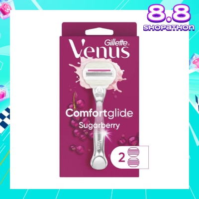 GILLETTE VENUS with OLAY Comfortglide Sugarberry Women's Razor Packset consist Handle 1s + Refill 2s (Designed to Avoid Rust)