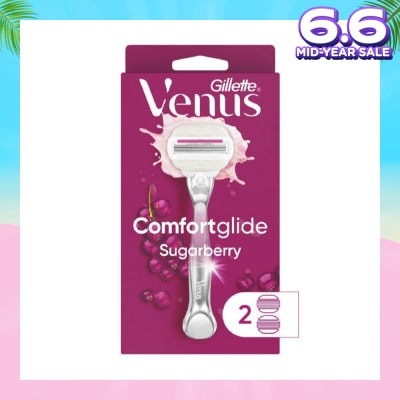 GILLETTE VENUS with OLAY Comfortglide Sugarberry Women's Razor Packset consist Handle 1s + Refill 2s (Designed to Avoid Rust)