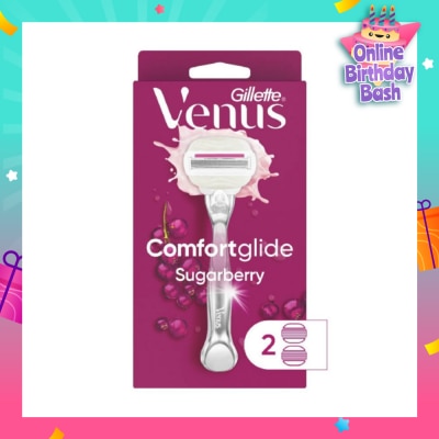 GILLETTE VENUS with OLAY Comfortglide Sugarberry Women's Razor Packset consist Handle 1s + Refill 2s (Designed to Avoid Rust)